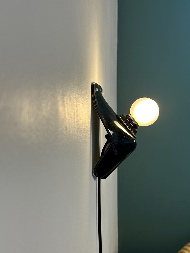 Handmade Black Ceramic Wall Sconce, Plug-In Ambient Lamp, Minimalist Statement Lighting image 5