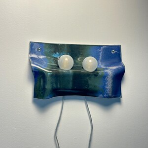 Handmade Ceramic Plug-In Wall Sconce, Blue Green Dimmable Accent Light image 2