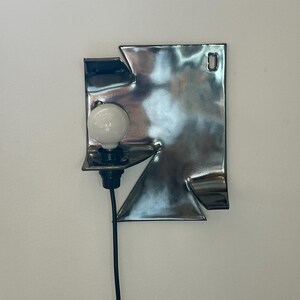 Ceramic Silver Wall Sconce, Plug-In Dimmable Wall Lamp, Sculptural Accent Light, Modern Ceramic Lighting, Unique Wall Decor, Bedside Light image 2