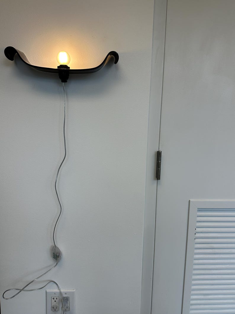 Handmade Black Ceramic Wall Sconce, Plug-in Modern Sculptural Light Fixture image 5