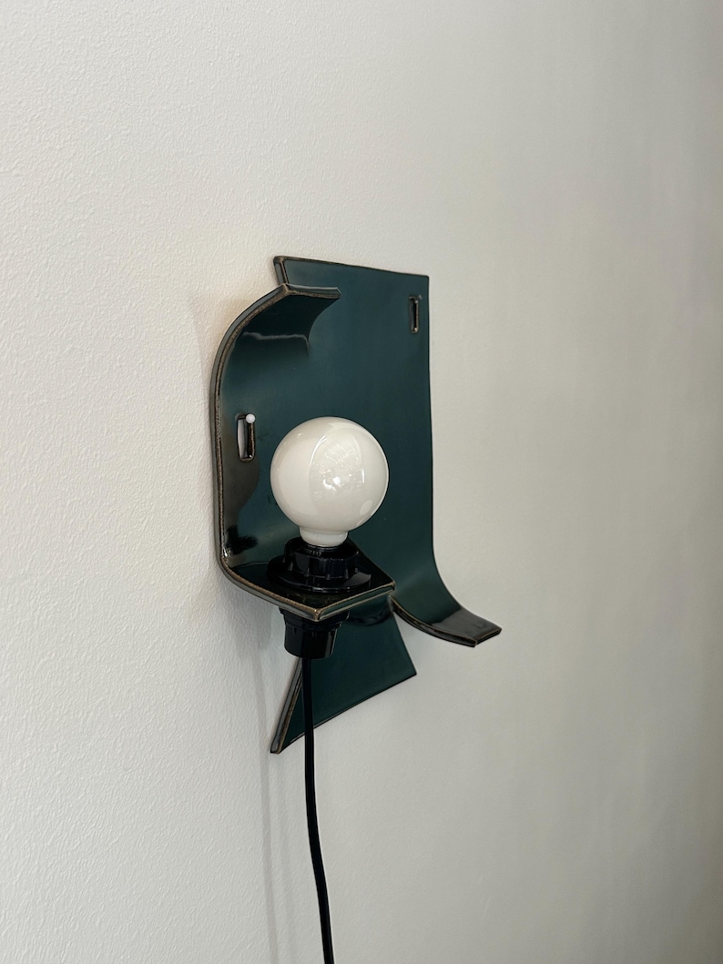 Ceramic Silver Wall Sconce, Plug-In Dimmable Wall Lamp, Sculptural Accent Light, Modern Ceramic Lighting, Unique Wall Decor, Bedside Light image 7