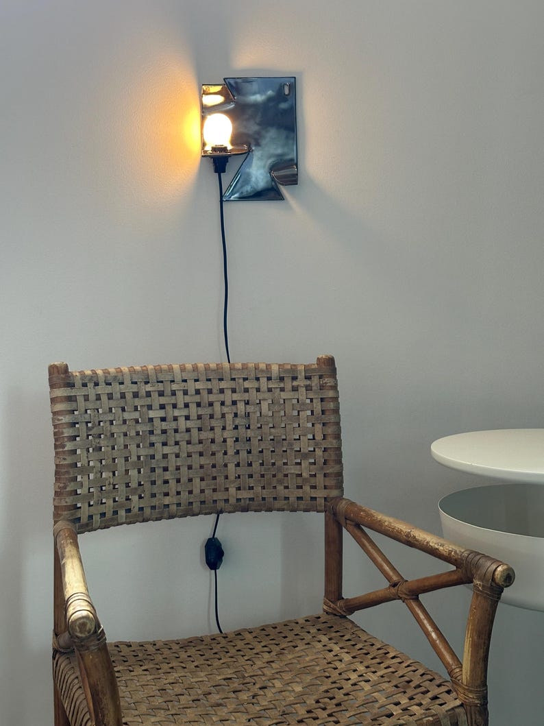 Ceramic Silver Wall Sconce, Plug-In Dimmable Wall Lamp, Sculptural Accent Light, Modern Ceramic Lighting, Unique Wall Decor, Bedside Light image 4