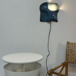 Blue Ceramic Wall Sconce, Plug-In Dimmable Ambient Lamp, Unique Handmade Statement Lighting for Contemporary Interior Design, Accent Lamp image 2
