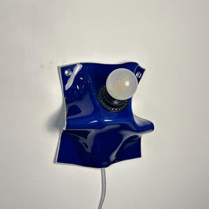 Handmade Cobalt Blue Ceramic Sconce, Plug-In Dimmable Wall Lamp, Modern Art Lighting image 15