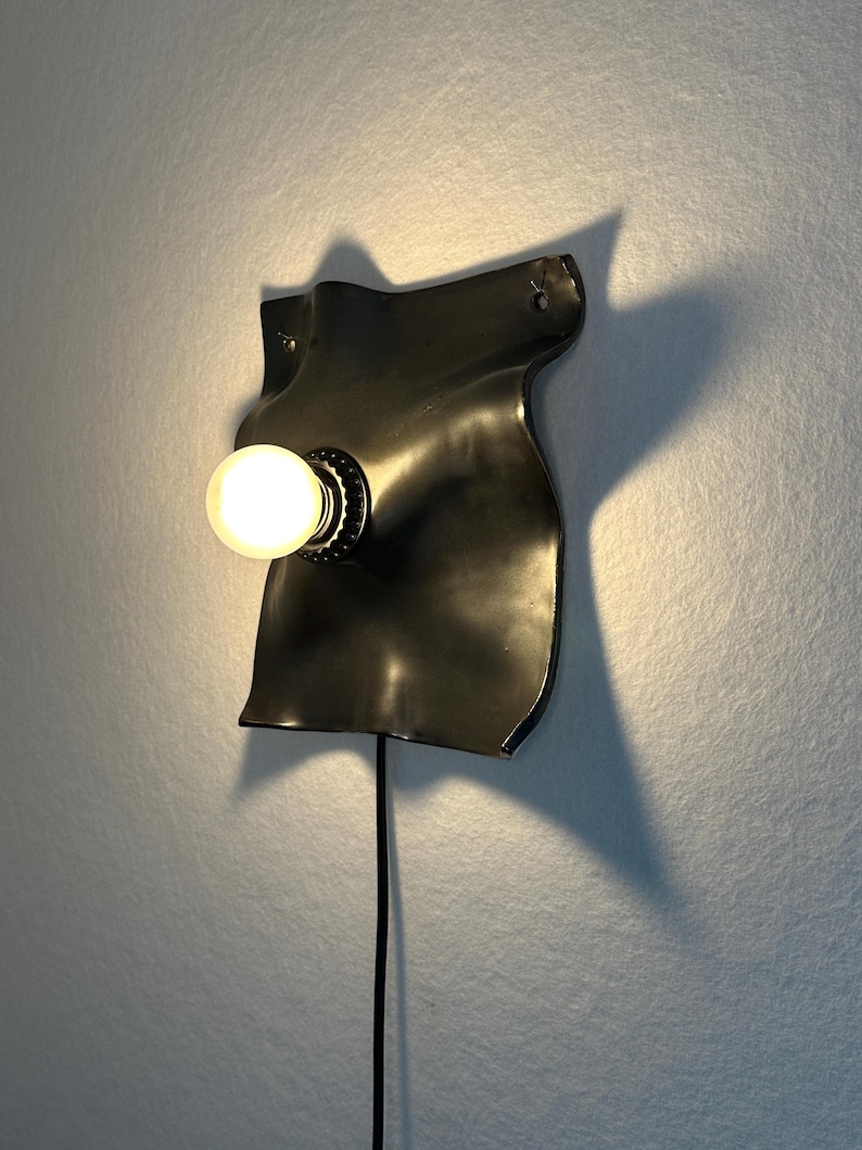 Handmade Black Ceramic Wall Sconce, Sculptural Statement Lighting, Modern Ambient Lamp image 2