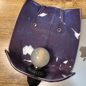 Handmade Purple Ceramic Wall Sconce, Modern Statement Lamp, Dimmable Plug-In Light image 10