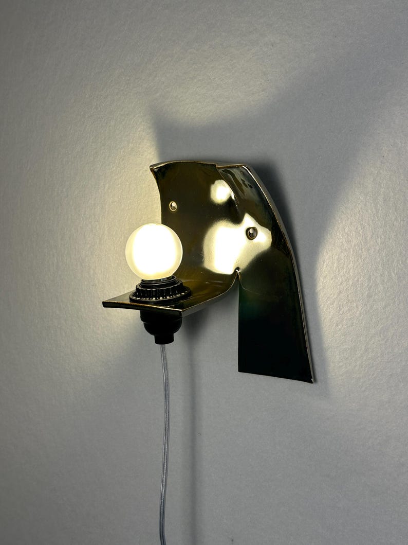 Silvergrå keramisk vägglampa, modern vägglampa med plugg, stämningsfull glödlampa bild 1