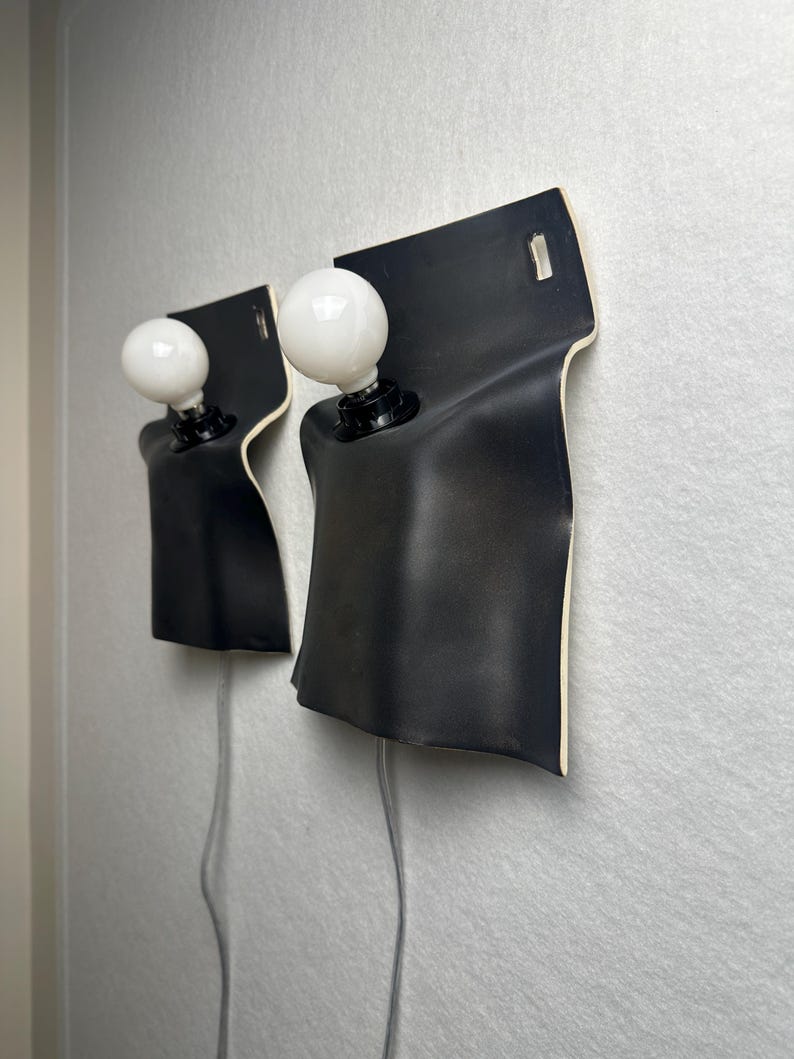 Pair of Ceramic Wall Sconces, Dark Brown Metallic Plug-In Lamps, Bedroom, Living Room, Dining Room, Modern Lighting image 10