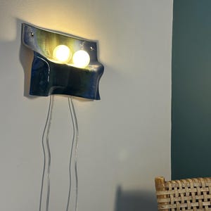 Handmade Ceramic Plug-In Wall Sconce, Blue Green Dimmable Accent Light image 6