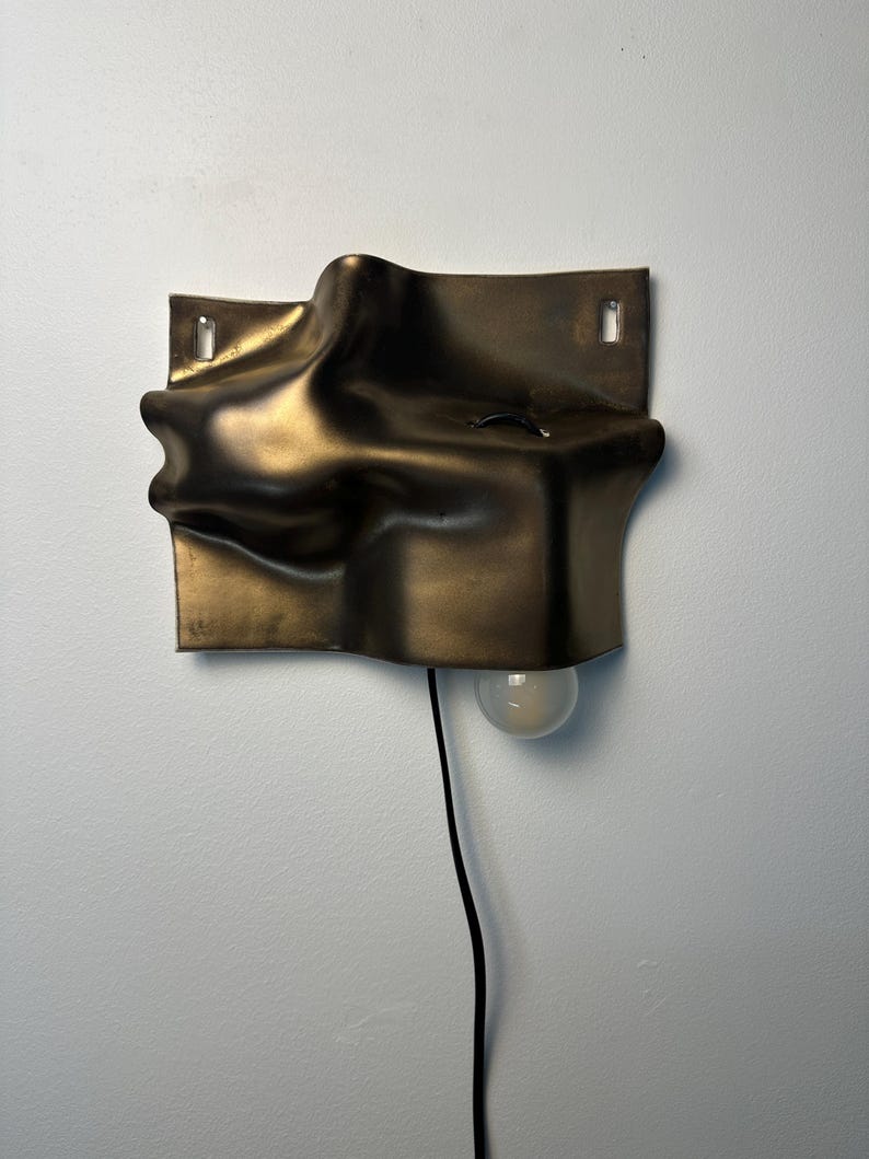 Gold Ceramic Wall Sconce, Plug-In Wall Lamp, Modern Wall Light, Geometric Sconce, Contemporary Lighting, Bedroom Bedside Lamp, Living Room bild 12
