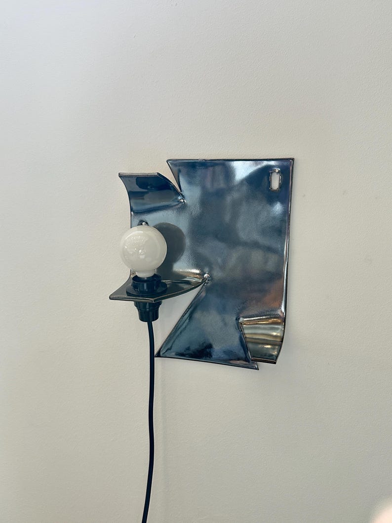 Ceramic Silver Wall Sconce, Plug-In Dimmable Wall Lamp, Sculptural Accent Light, Modern Ceramic Lighting, Unique Wall Decor, Bedside Light image 11