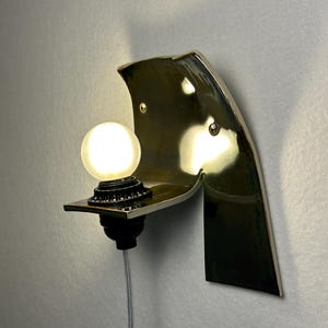 Silvergrå keramisk vägglampa, modern vägglampa med plugg, stämningsfull glödlampa bild 6