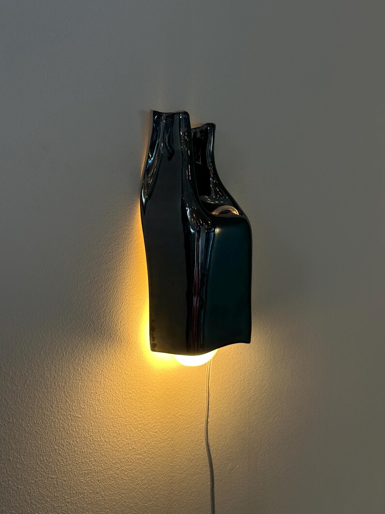 Handgjord vägglampa i keramik, skulptural geometrisk vägglampa, modern accentbelysning bild 8