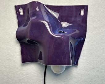 Aplique de parede de cerâmica roxa, luminária moderna e marcante, luz dimerizável com plugue para quarto, sala de estar e corredor, decoração de parede moderna