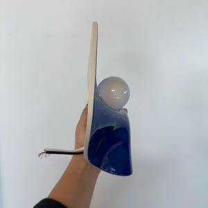Blue Ceramic Wall Sconce, Plug-In or Hardwired Wall Light, Crystal Glaze, Unique Handmade Finish, Modern Dimmable Lamp, Bedroom Lighting image 8