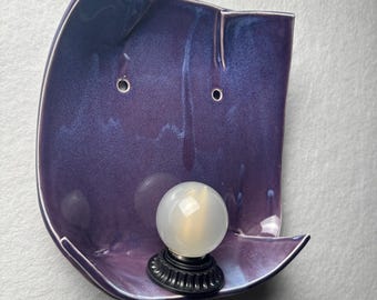 Aplique de parede de cerâmica roxa, luminária moderna e marcante, luz dimerizável com plugue para quarto, sala de estar e corredor, decoração de parede moderna