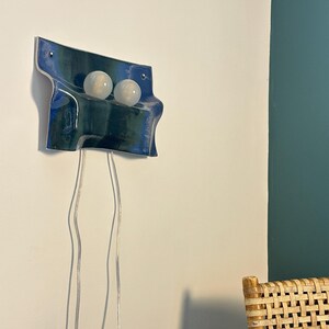 Handmade Ceramic Plug-In Wall Sconce, Blue Green Dimmable Accent Light image 7