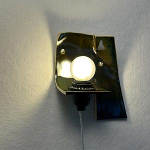 Silvergrå keramisk vägglampa, modern vägglampa med plugg, stämningsfull glödlampa bild 3