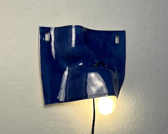 Modern Wall Mount Blue Ceramic Sconce, Plug-In Dimmable Wall Lamp, Minimal Lighting for Bedroom, Living Room, Dining Room, Home Redesign