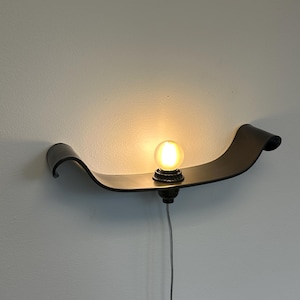 Handmade Black Ceramic Wall Sconce, Plug-in Modern Sculptural Light Fixture image 1