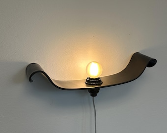 Handmade Black Ceramic Wall Sconce, Plug-in Modern Sculptural Light Fixture