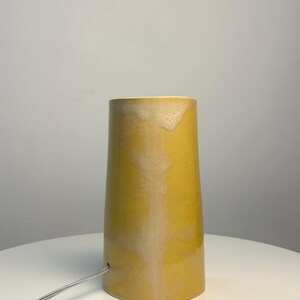 Handmade Yellow Ceramic Table Lamp, Dimmable Bedside Accent Light, Modern Decor image 5