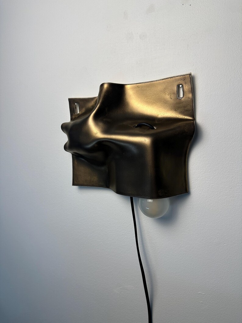 Gold Ceramic Wall Sconce, Plug-In Wall Lamp, Modern Wall Light, Geometric Sconce, Contemporary Lighting, Bedroom Bedside Lamp, Living Room bild 2