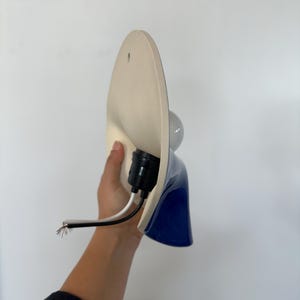 Blue Ceramic Wall Sconce, Plug-In or Hardwired Wall Light, Crystal Glaze, Unique Handmade Finish, Modern Dimmable Lamp, Bedroom Lighting image 13