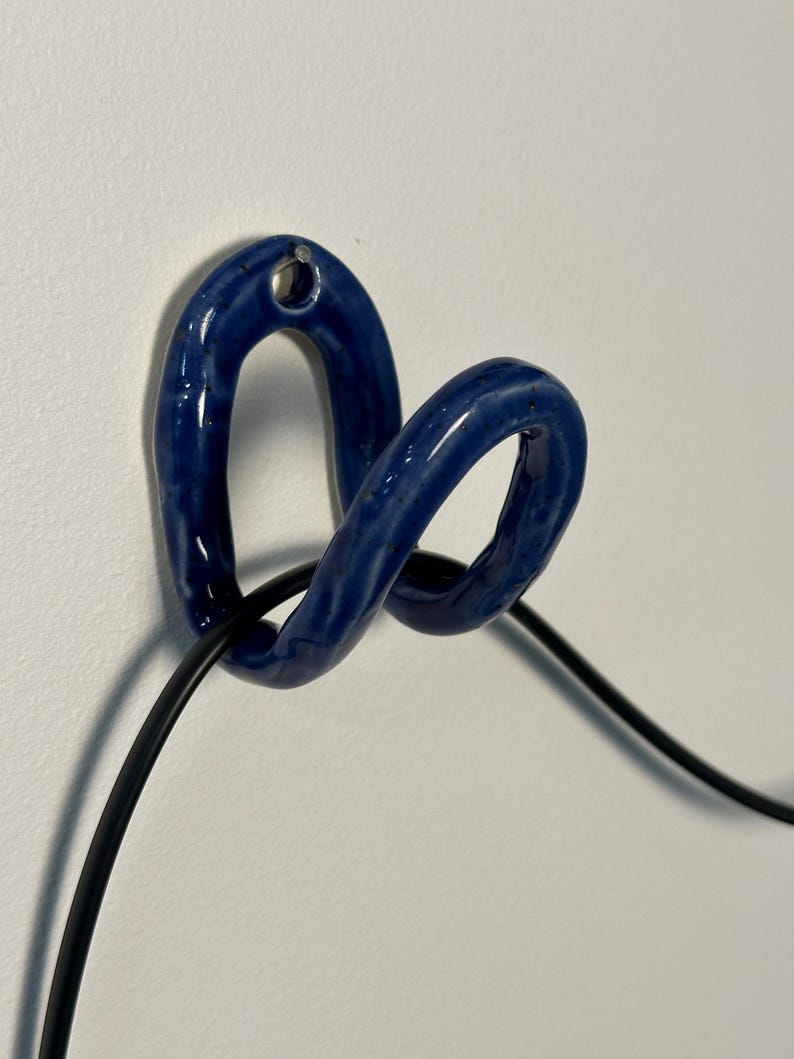 Blue Ceramic Wall Sconce, Plug-In or Hardwired Wall Light, Crystal Glaze, Unique Handmade Finish, Modern Dimmable Lamp, Bedroom Lighting image 5