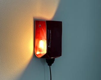 Burgundy Plug-in Wall Sconce, Minimal Design for Bedrooms, Living Rooms & Dining Room, Contemporary Accent Light, Modern Interior Design