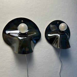 Pair of Silver/Gray plug-in Sconce, dimmable lamp for Bedroom, Living Room & Hallway, Easy Install Wall Light, Contemporary Accent Lighting image 8