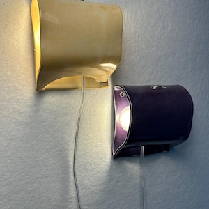 Handmade Ceramic Wall Sconces, Yellow and Purple Ambient Lighting, Plug-in Sconces image 12