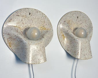Handmade Speckled Ceramic Wall Sconce, Plug-in Dimmable Lamp, Modern Geometric Lighting