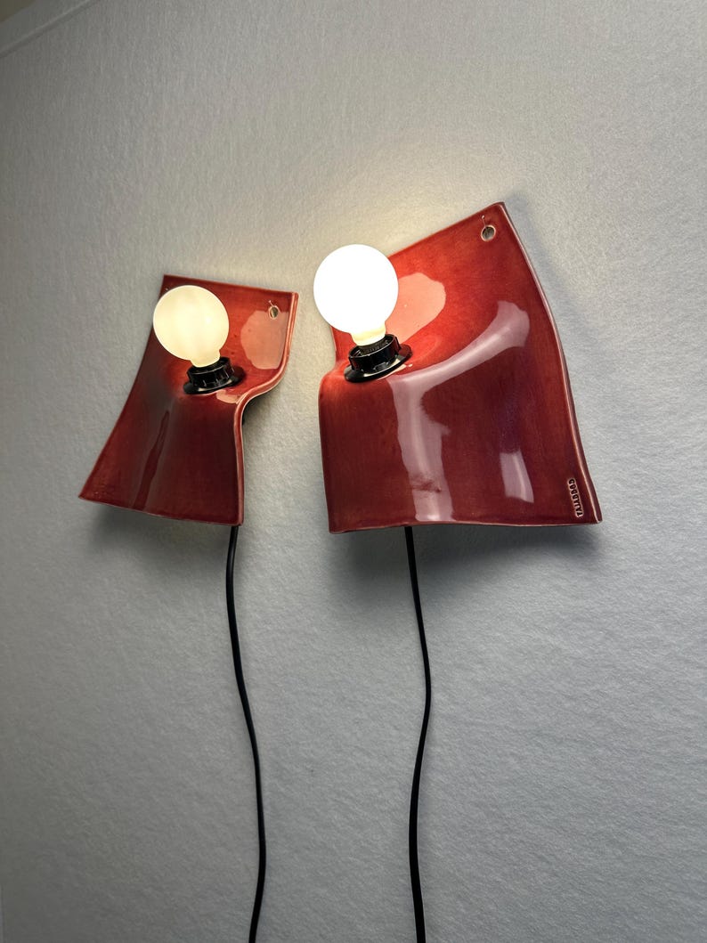 Par de apliques de pared enchufables color burdeos, lámparas regulables para dormitorio, sala de estar y pasillo, fácil instalación, apliques de pared modernos, acento contemporáneo imagen 4