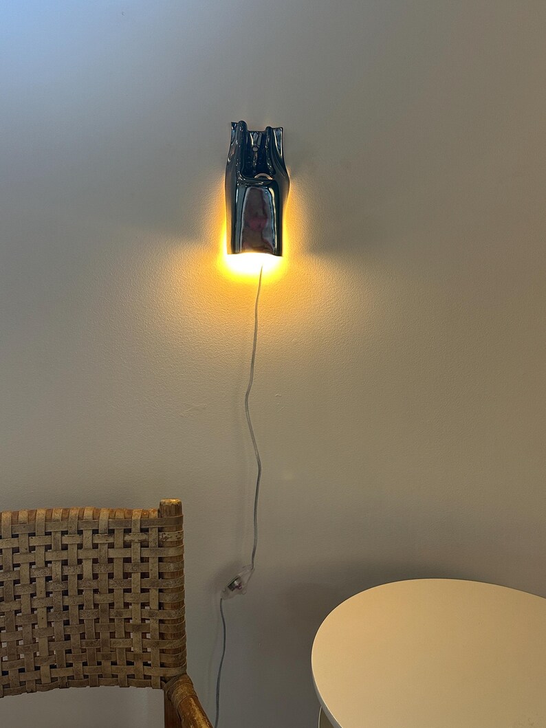 Handgjord vägglampa i keramik, skulptural geometrisk vägglampa, modern accentbelysning bild 3