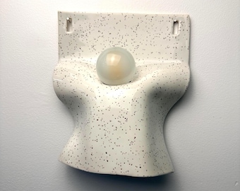 White Ceramic Wall Sconce, Hardwired or Plug-In Dimmable Lamp, Modern Wall Lighting, Sculptural lamp for Bedroom, Living Room & Dining Room