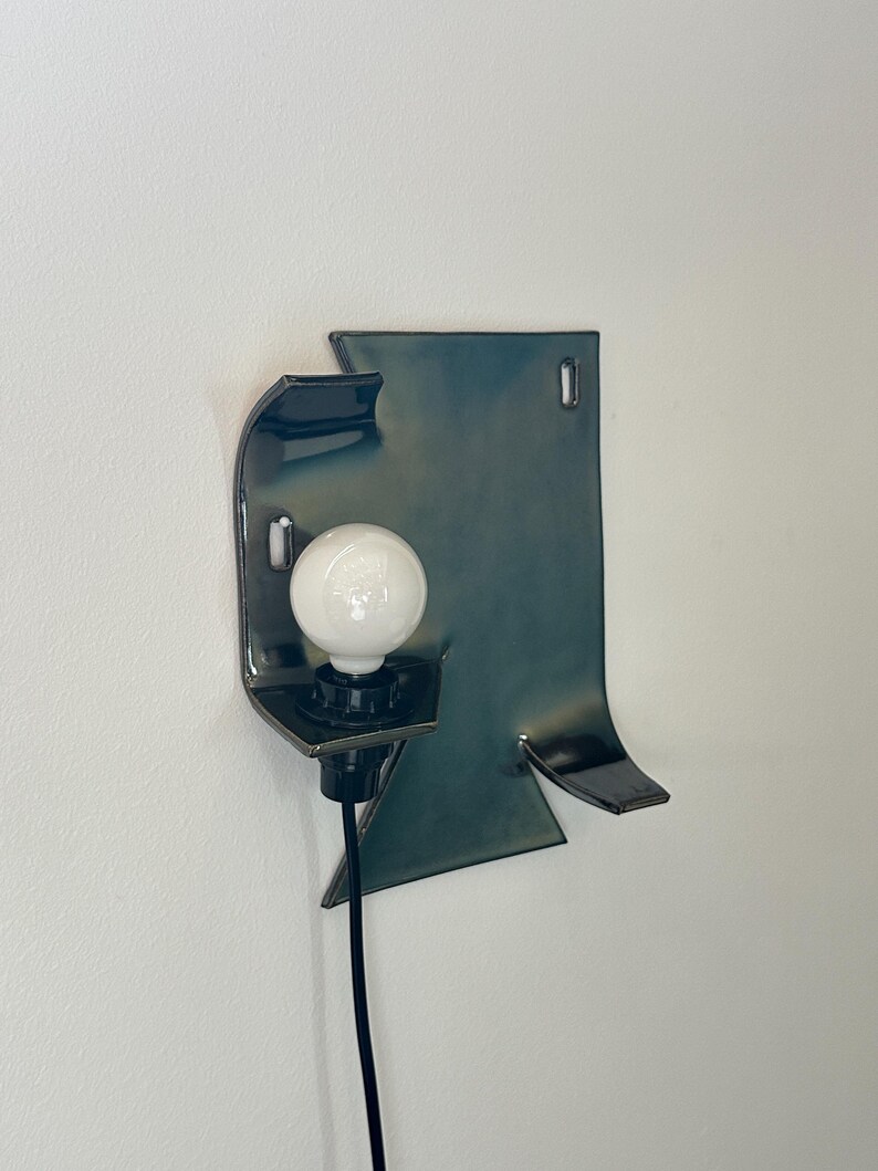 Ceramic Silver Wall Sconce, Plug-In Dimmable Wall Lamp, Sculptural Accent Light, Modern Ceramic Lighting, Unique Wall Decor, Bedside Light image 8