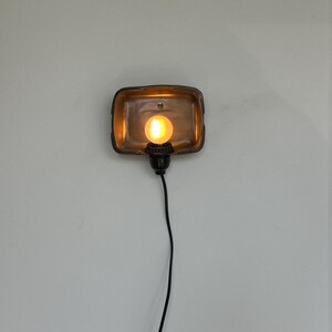 Gold Ceramic Sconce, Plug-In Dimmable Wall Light, Contemporary Accent (6" x 6.5") image 5