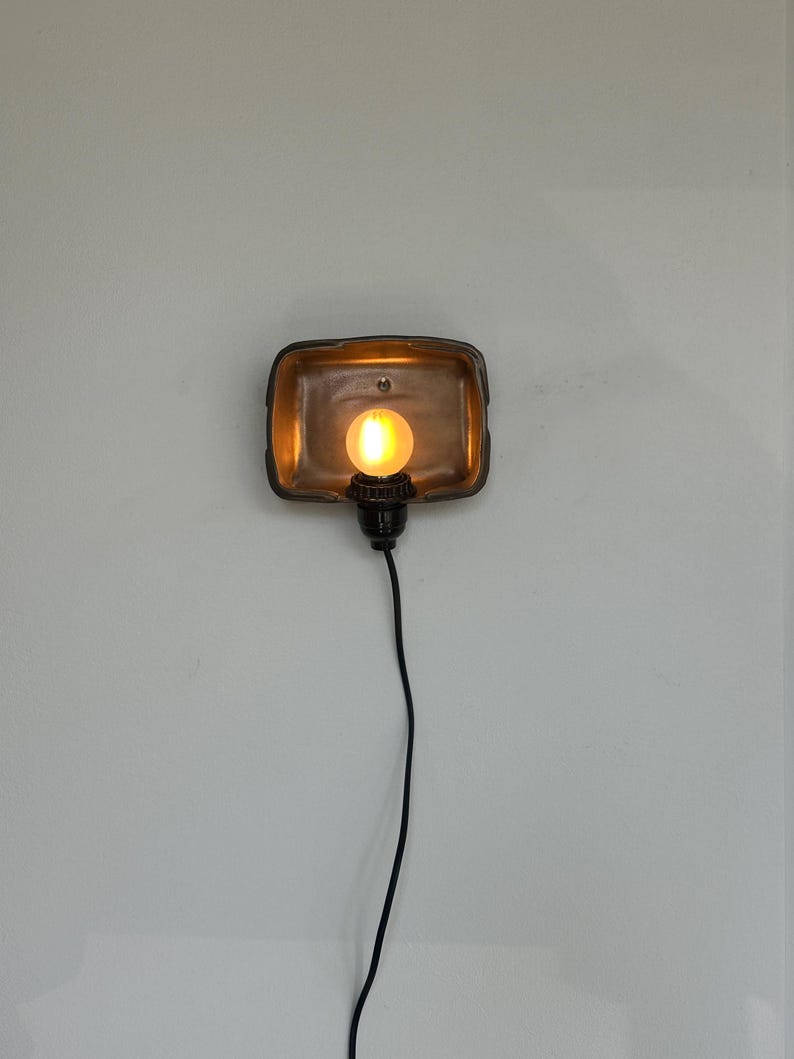 Gold Ceramic Sconce, Plug-In Dimmable Wall Light, Contemporary Accent (6" x 6.5") image 5