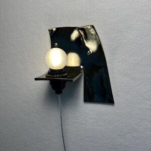 Silvergrå keramisk vägglampa, modern vägglampa med plugg, stämningsfull glödlampa bild 11