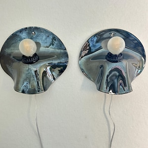 Pair of Silver/Gray plug-in Sconce, dimmable lamp for Bedroom, Living Room & Hallway, Easy Install Wall Light, Contemporary Accent Lighting image 5