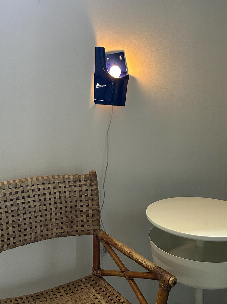 Cobalt Blue Ceramic Wall Sconce, Plug-In or Hardwired Dimmable Lamp, Handmade Sculptural Wall Light, Modern Accent Lighting, Hardwire Sconce bild 15