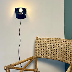 Handmade Black Ceramic Wall Sconce, Plug-In Ambient Lamp, Minimalist Statement Lighting image 3
