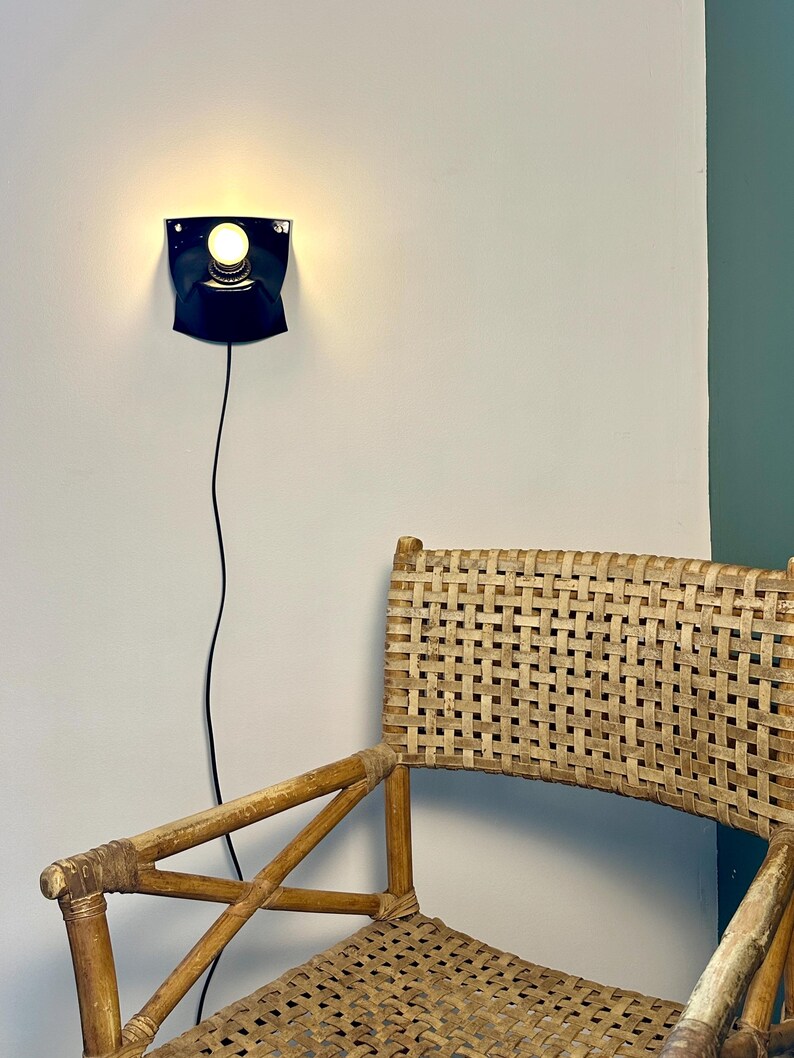 Handmade Black Ceramic Wall Sconce, Plug-In Ambient Lamp, Minimalist Statement Lighting image 3