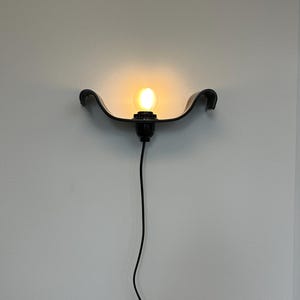 Black Ceramic Wall Sconce, Modern Plug-In Accent Light, Dimmable Bedroom Lighting image 3