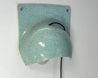 Blue Ceramic Wall Sconce, Plug In Bedside Lamp, Night Light, Dimmable Switch, Easy Install 2 Nails, Bedroom, Living Room Interior Design