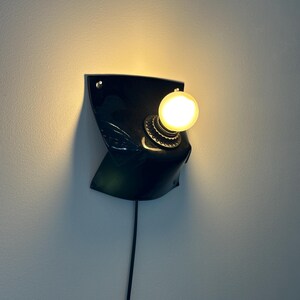 Handmade Black Ceramic Wall Sconce, Plug-In Ambient Lamp, Minimalist Statement Lighting image 8