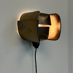 Wall Sconce, Bronze/Gold Ceramic Sculptural Plug-In Dimmable Wall Light, Ambient Bedroom Lamp, Modern Minimalist Lighting, Living Room