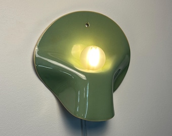 Green Plug-In Ceramic Wall Sconce, Modern Lamp, Easy-Install Lighting for Bedrooms, Living Rooms, Dining Areas, Hallways, Contemporary Light