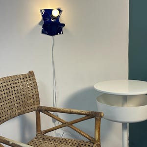 Handmade Cobalt Blue Ceramic Sconce, Plug-In Dimmable Wall Lamp, Modern Art Lighting image 9